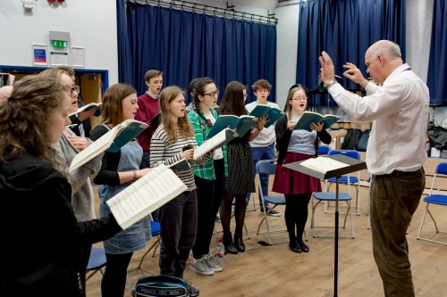 Choir rehearsal in the performance studio