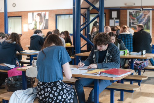 Students working in the Pavilion