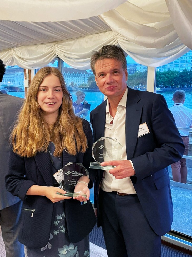 Bethan T and Peter Cooper at the Student Social Mobility Awards