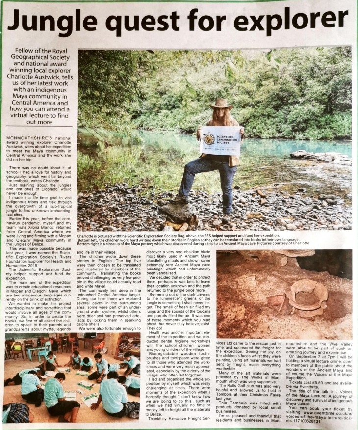 A clipping of Charlotte's story in a local publication