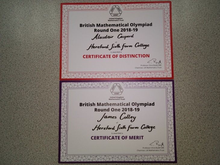 The British Mathematical Olympiad awards