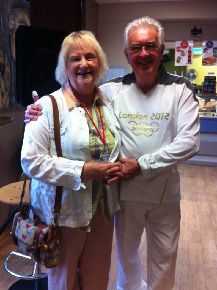Bryan, Olympic Torchbearer, along with wife Pamela at the College in May 2012