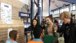 Students had the chance to learn new languages: here a group of students have a go at Hindi!
